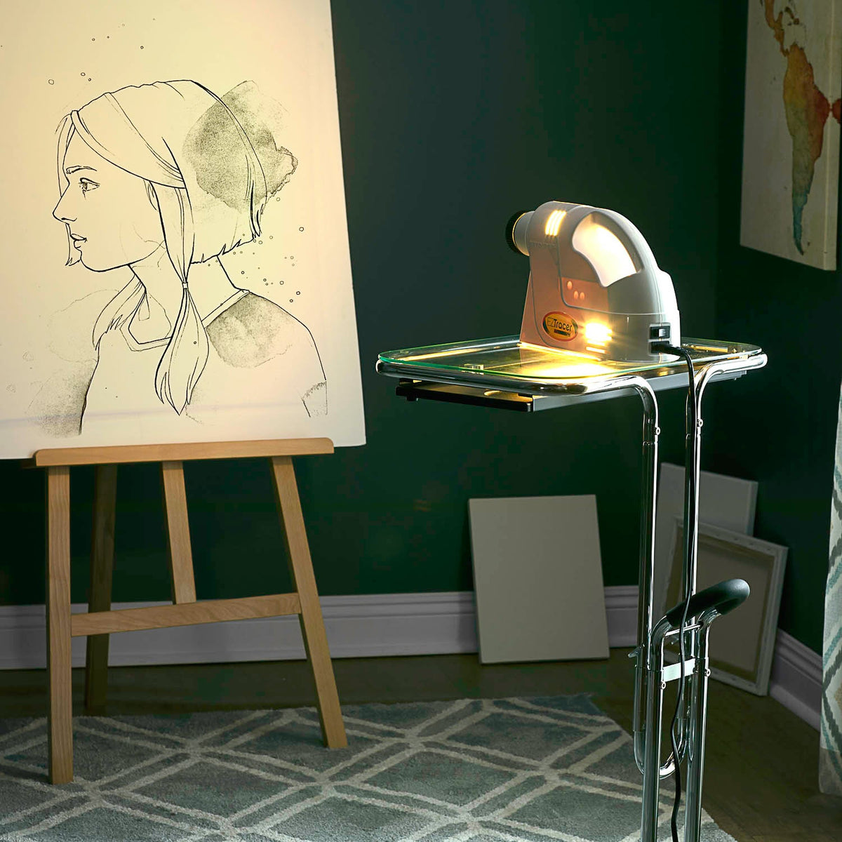 EZ Tracer projecting a drawing onto a wall for tracing